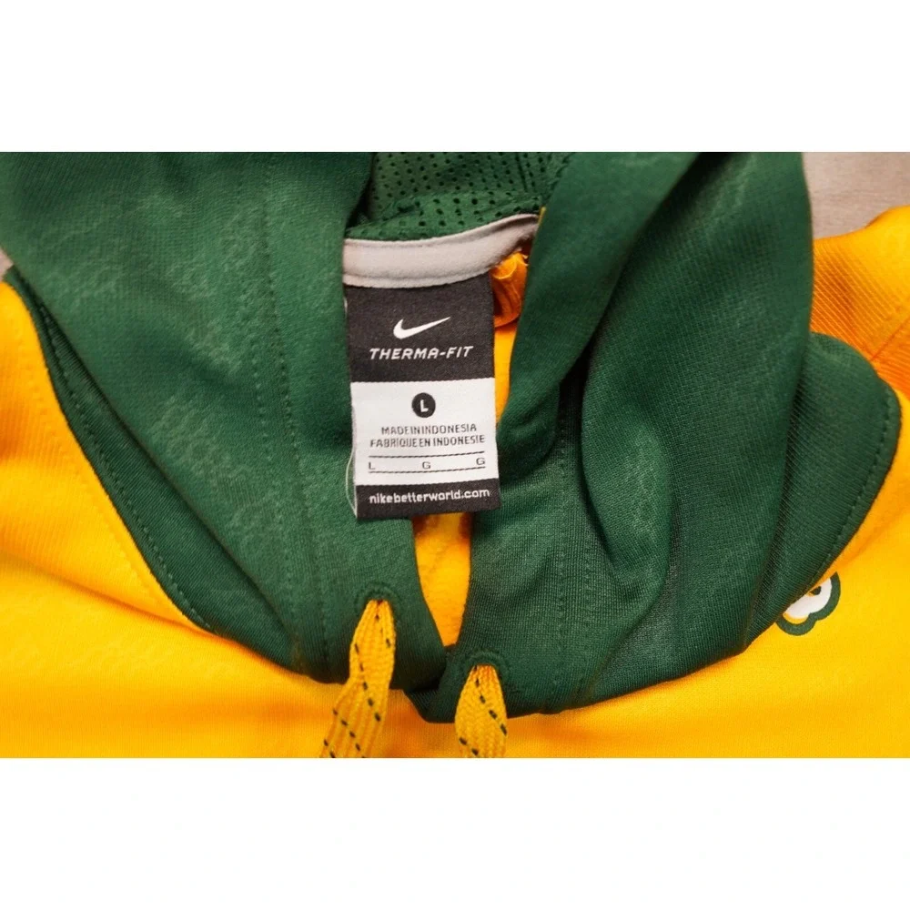 Nike Therma-Fit NDSU Bison Pullover Hoodie Sweatshirt Gold Green L‎ Pockets